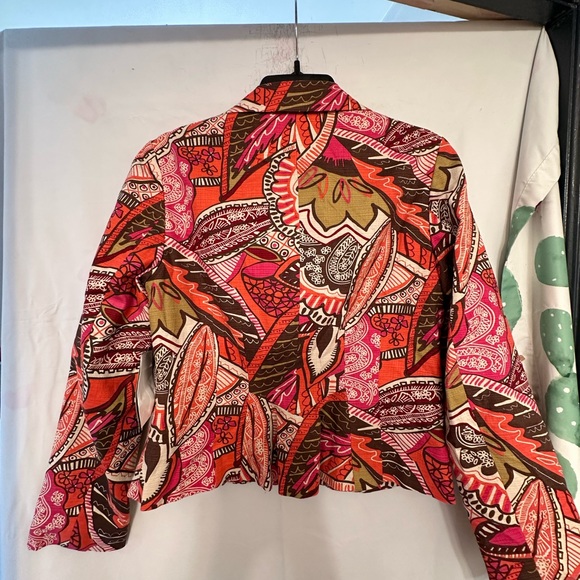 W Work to Weekend Women’s Orange Pink Floral Pockets Ruffle Back Blazer Jacket 6 - Picture 10 of 14